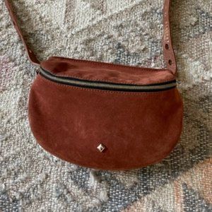 Herbert Frère Soeur La Lili Velours Banana Fanny Bag Brown Suede Small